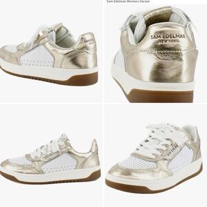 Sam Edelman Women's Gold and White Sneakers